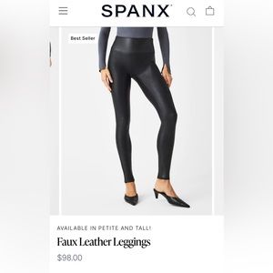 Spanx Faux Leather Leggings, excellent condition.  Size large petite